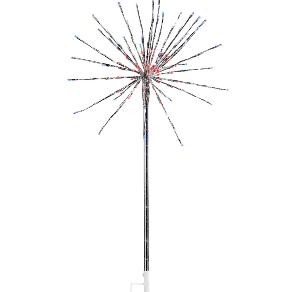 RAZ Silver Starburst with Red, White and Blue Lights Stake, 4'