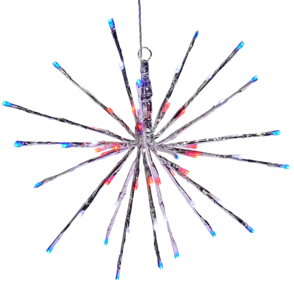 RAZ Silver Starburst with Red, White and Blue Lights, 12"