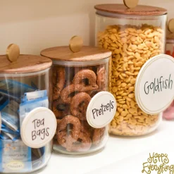 Happy Everything Small Wooden Lid Glass Jar by !
