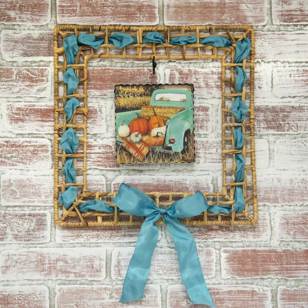 The Round Top Collection Square Wicker Wreath Display