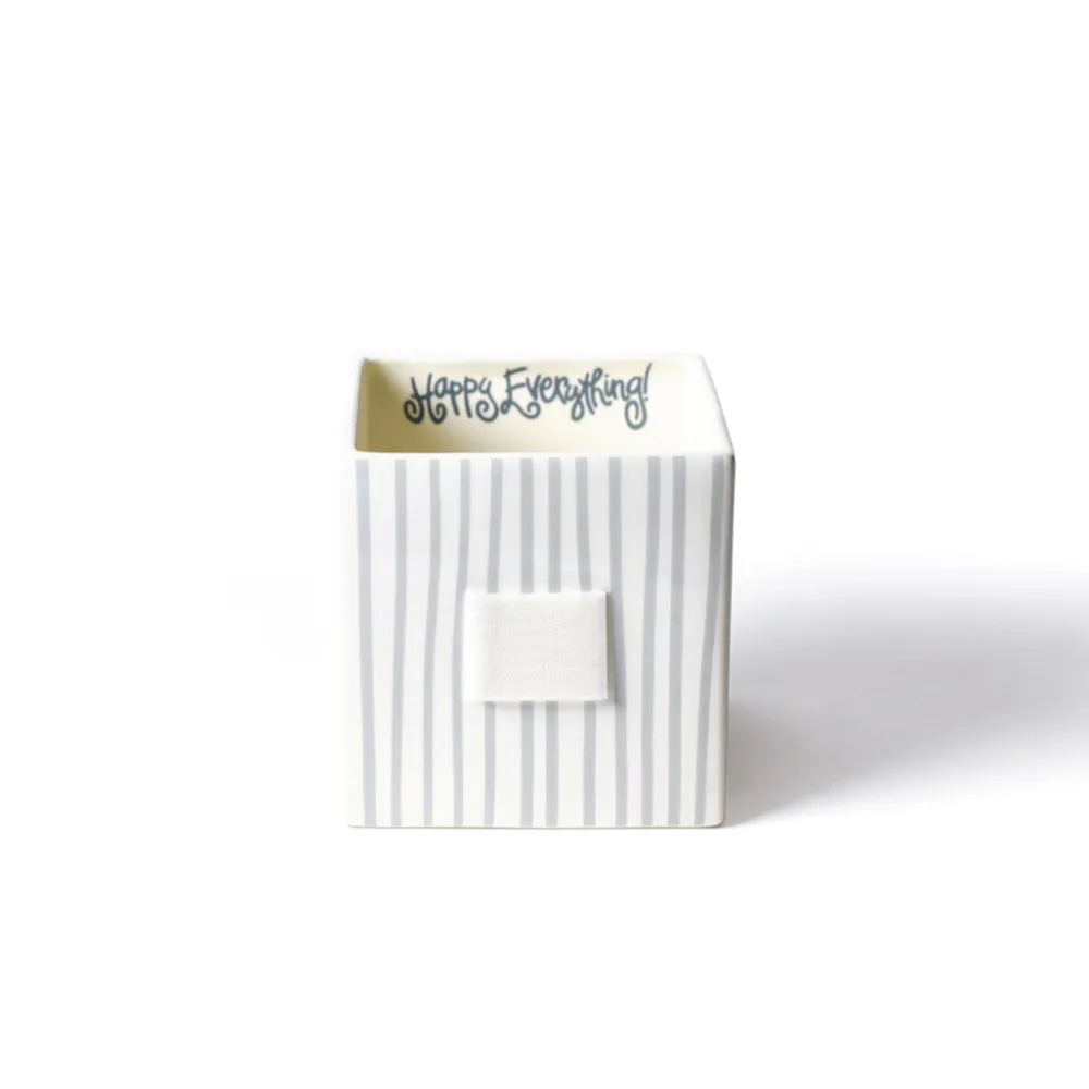 Happy Everything Stone Mini Stripe Medium Nesting Cube by !