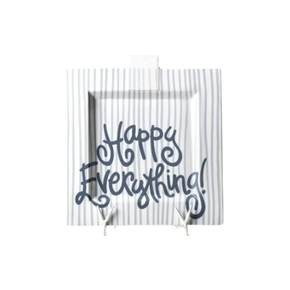Happy Everything Stone Stripe Square Big Entertaining Platter by !