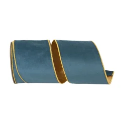 Reliant Ribbon Teal Velvet Touch Dupioni Ribbon, 4" X 5YD