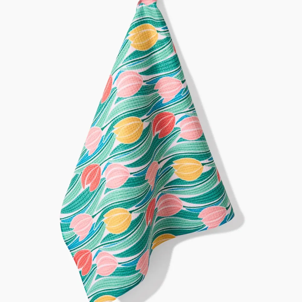 Geometry Tranquil Tulips Tea Towel