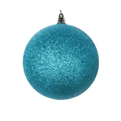 Farrisilk Turquoise Glitter Ball Ornament, 4"