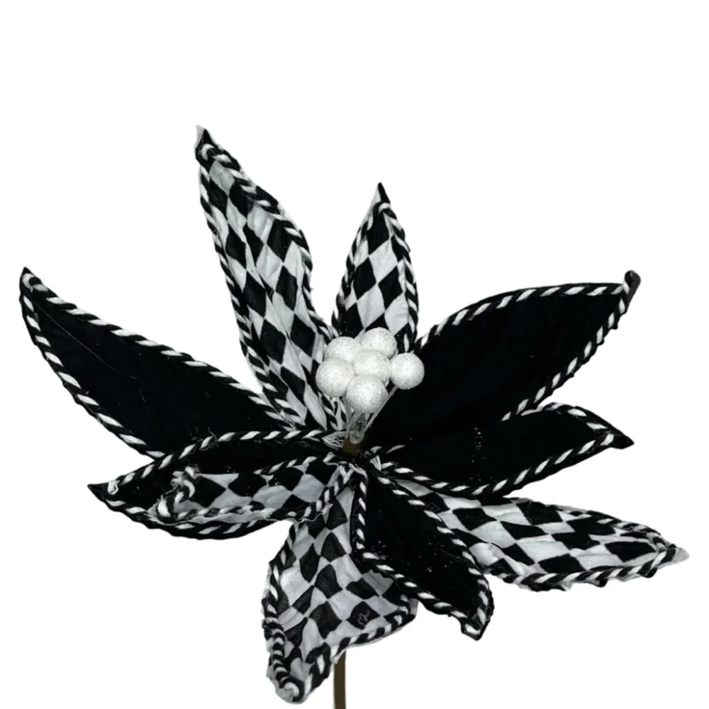 Liberty Floral Velvet Harlequin Poinsettia Stem