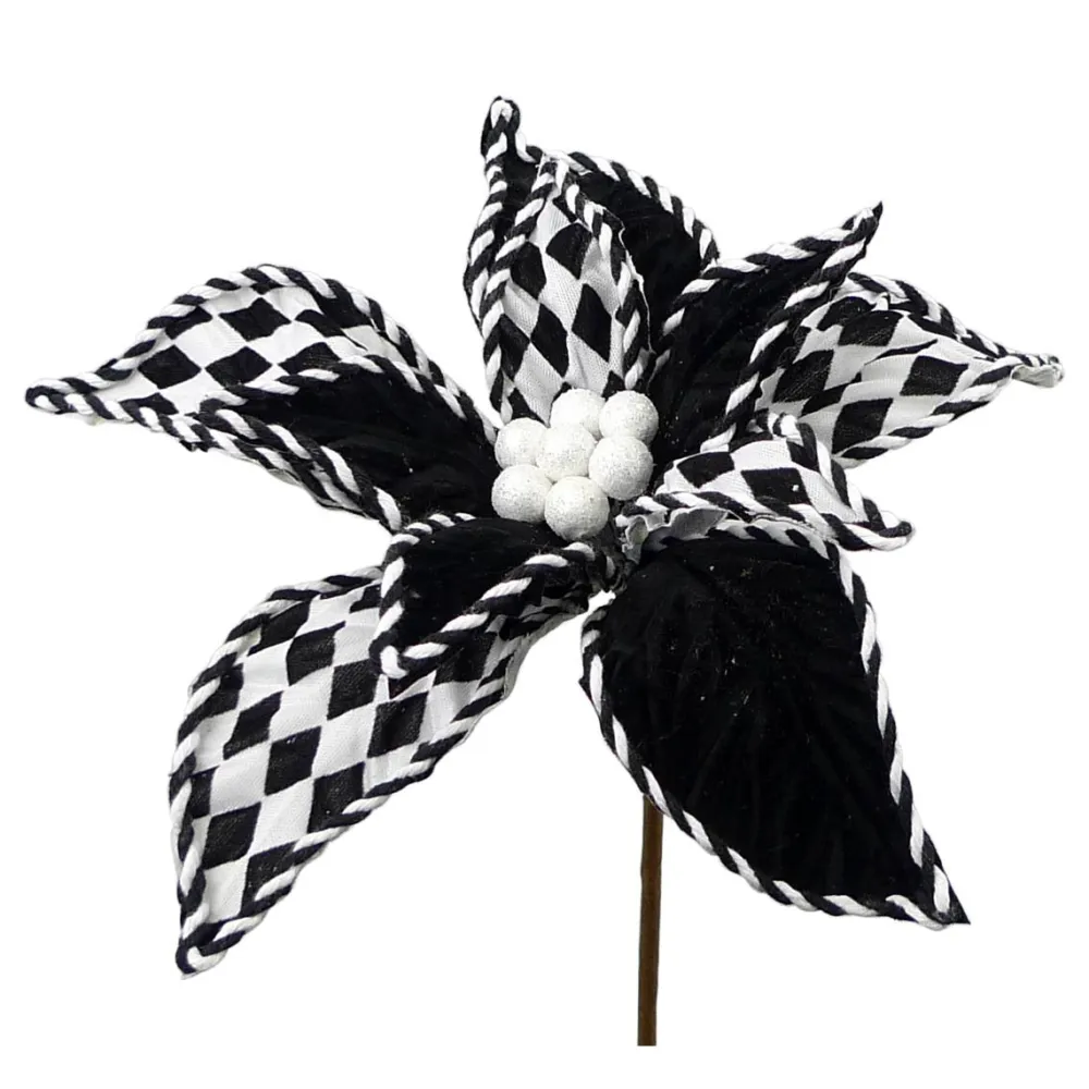 Liberty Floral Velvet Harlequin Poinsettia Stem