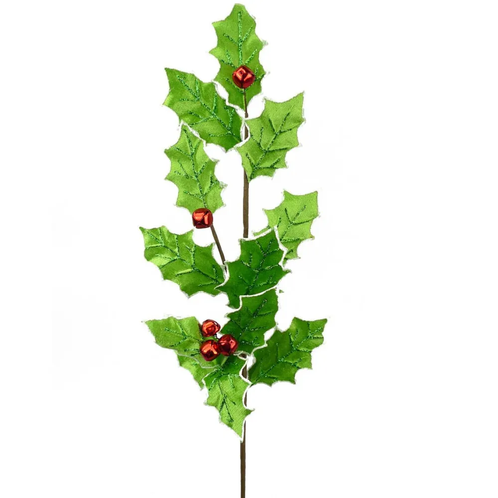 Liberty Floral Velvet Holly Leaf Bell Spray