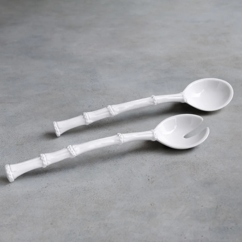 Beatriz Ball VIDA Bamboo Large Salad Servers, White