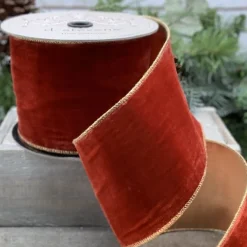 D. Stevens Vintage French Brick Velvet Ribbon, 4" X 10YD