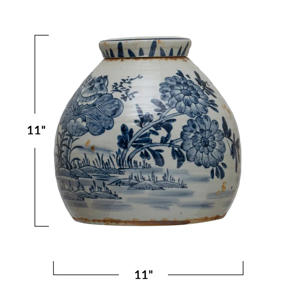 Creative Coop Vintage Stoneware Ginger Jar