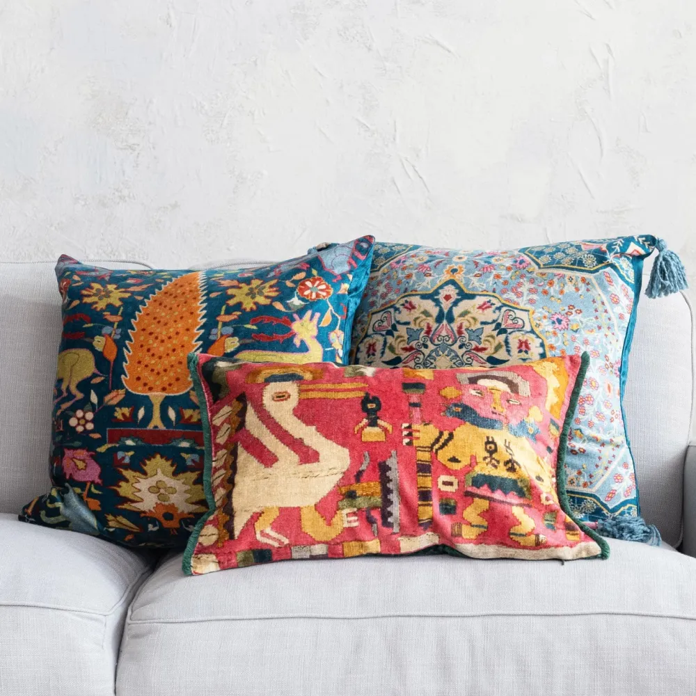 Creative Coop Vintage Woodland Pattern Pillow