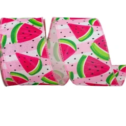 Reliant Ribbon Watermelon Slices Linen Ribbon, 2.5" X 10YD