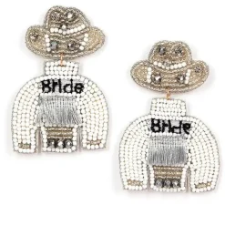 Laura Janelle White Bride Jacket Earrings