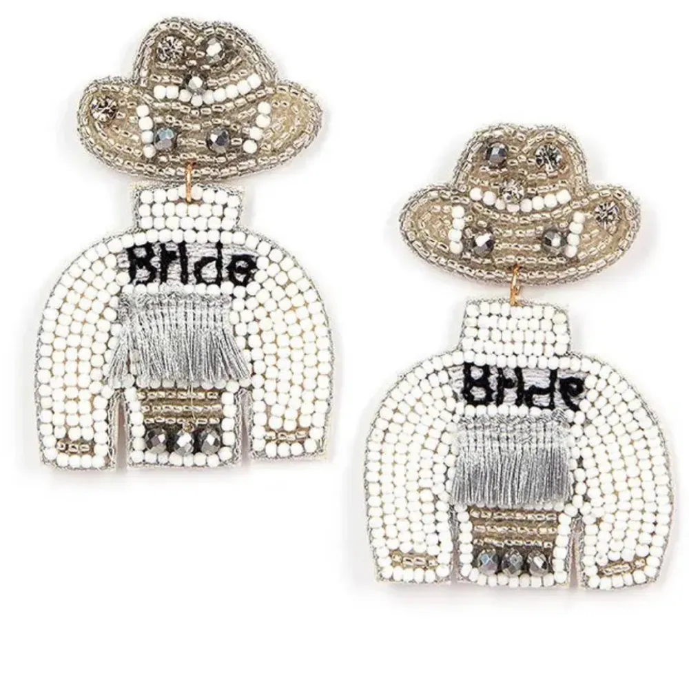 Laura Janelle White Bride Jacket Earrings