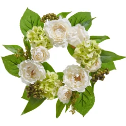 RAZ White Peony, Ranunculus, and Geranium Mini Wreath