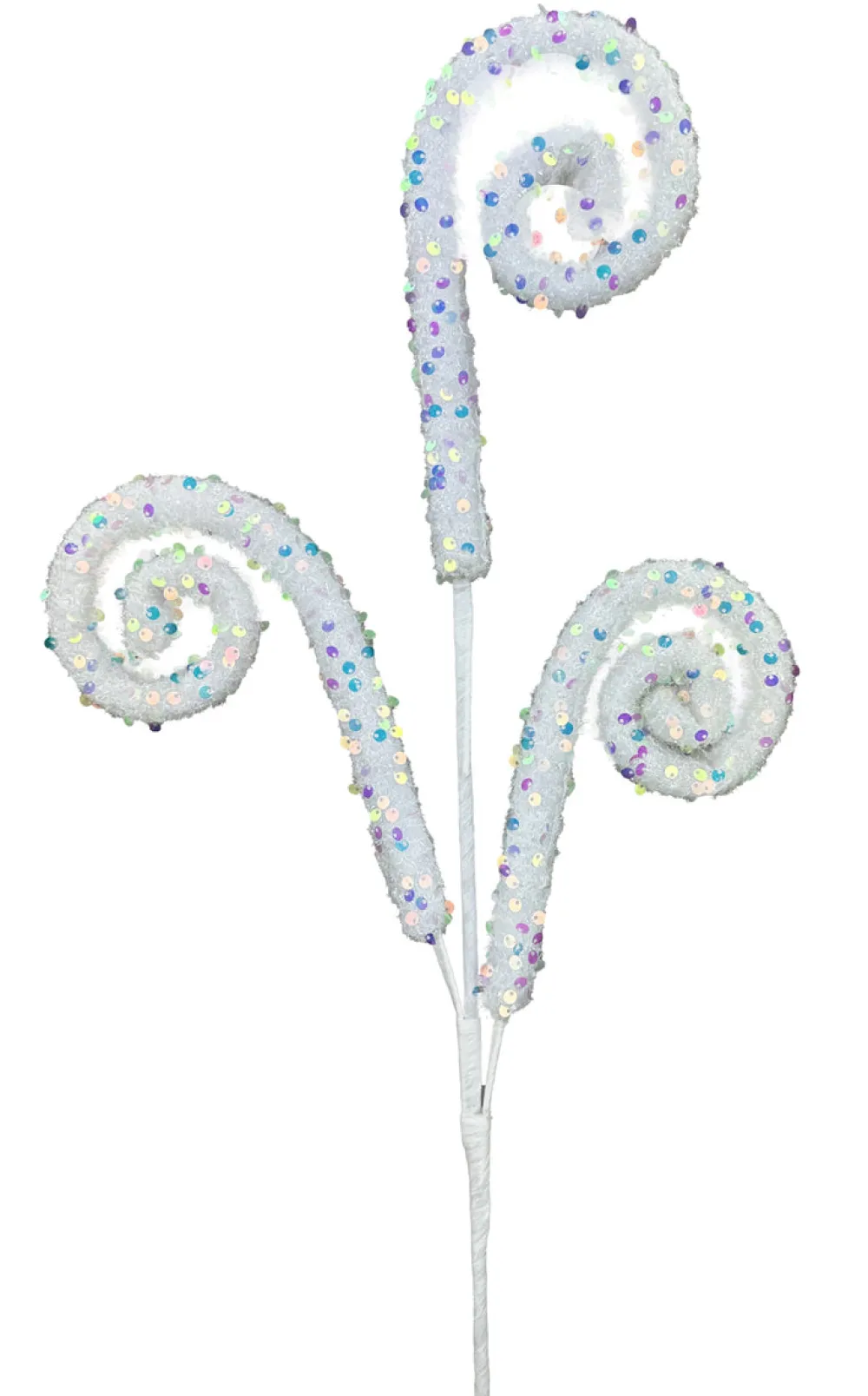 Liberty Floral White Sequin Spiral Curly Spray