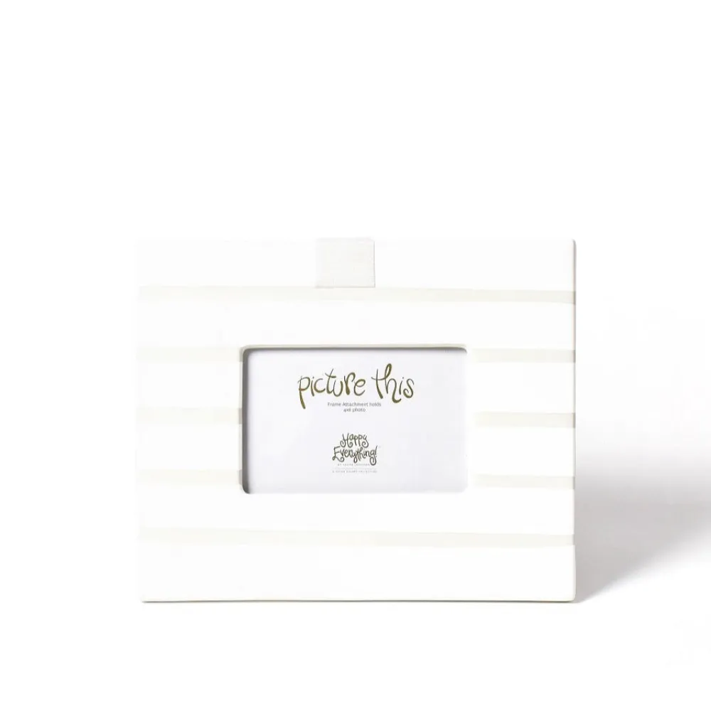 Happy Everything White Stripe Mini Frame by !