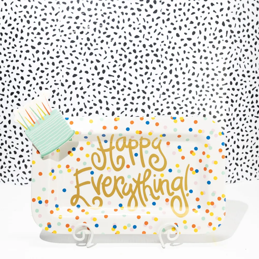 Happy Everything White Swirl Big Plate Stand by !