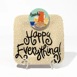 Happy Everything White Swirl Mini Plate Stand by !