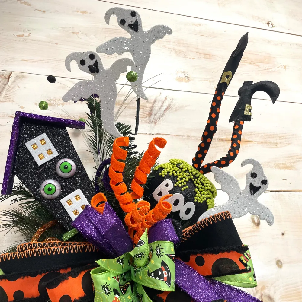 Liberty Floral Witch Legs in Boo Cauldron Pick